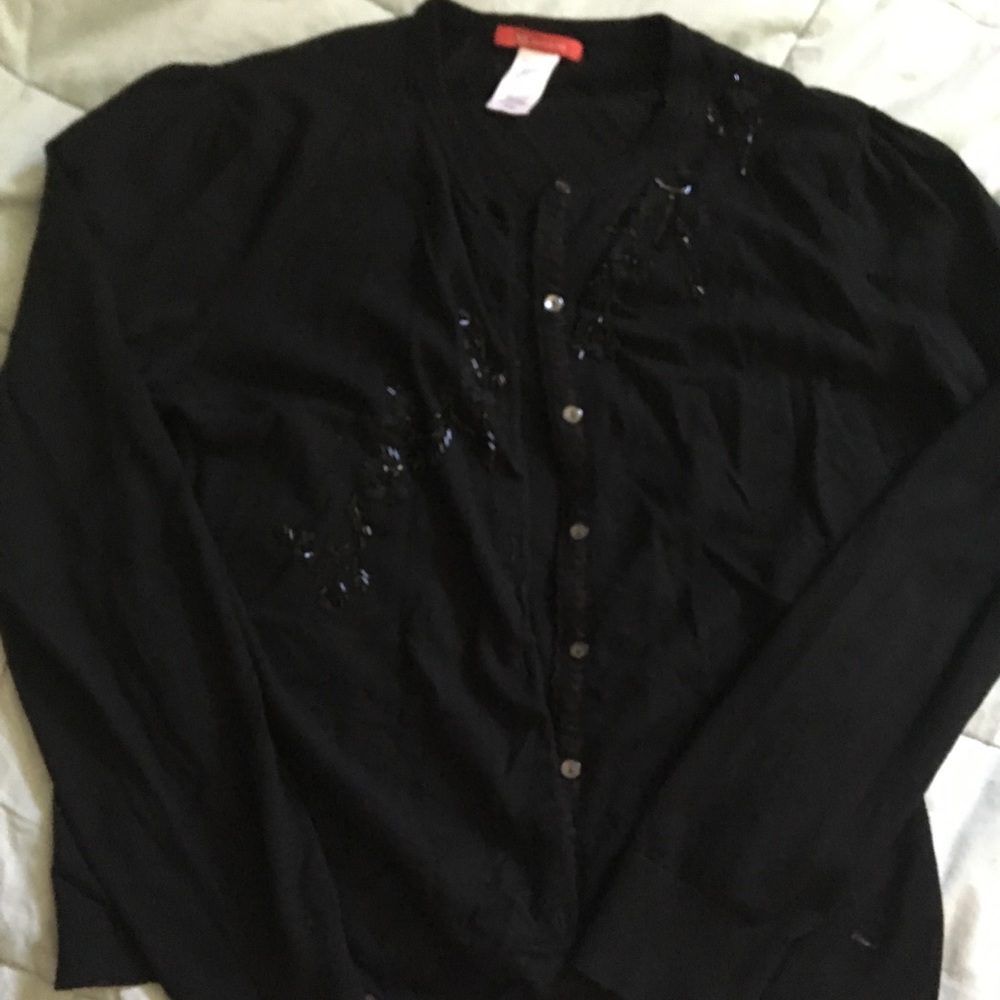 EUC Anne Klein black cardigan with embellishments